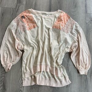 We The Free Cream and Pink Sweatshirt